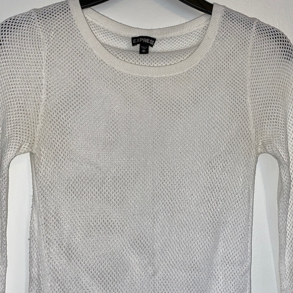 Express Crochet Mesh Tunic Sweater - Picture 2 of 7